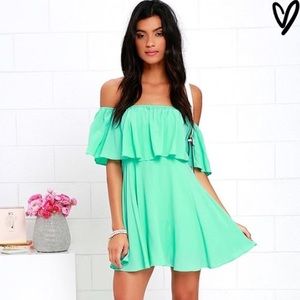 Lulus mint green off the shoulder dress